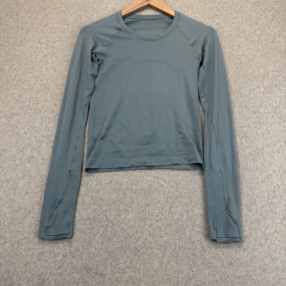 Lululemon Swiftly Tech Long Sleeve Shirt Women's Blue Gray Thumbholes Running